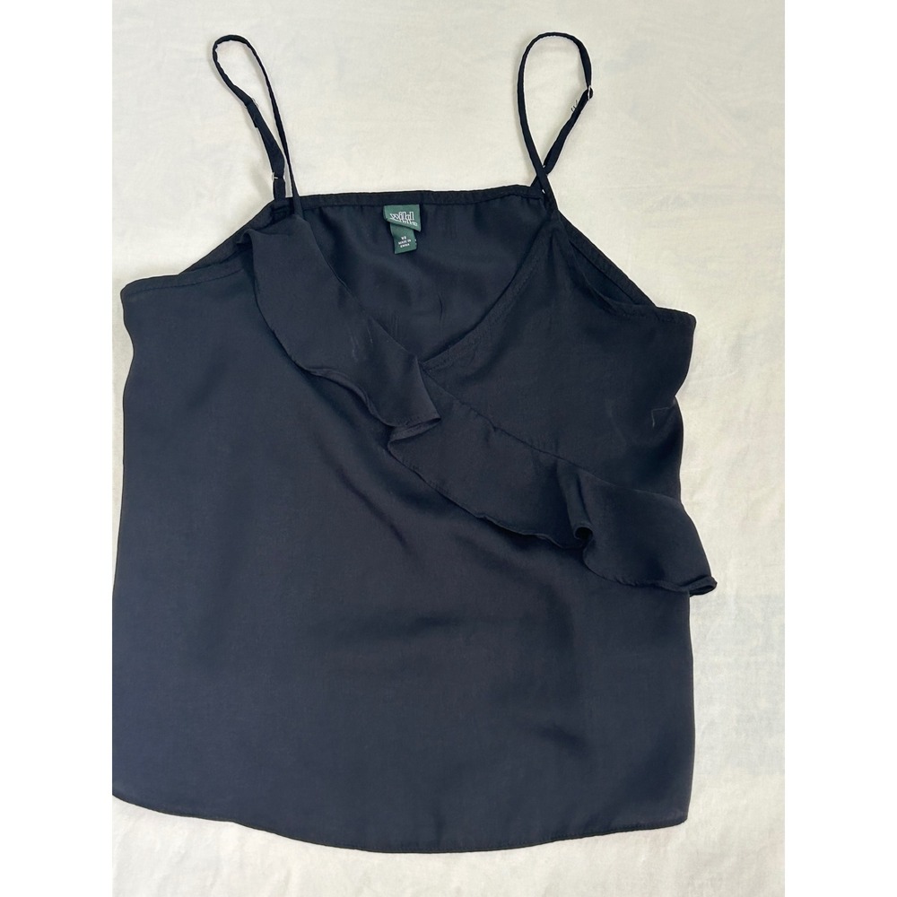 Wild Fable Black Ruffle Camisole Top Adjustable Spaghetti Straps XS RN17730